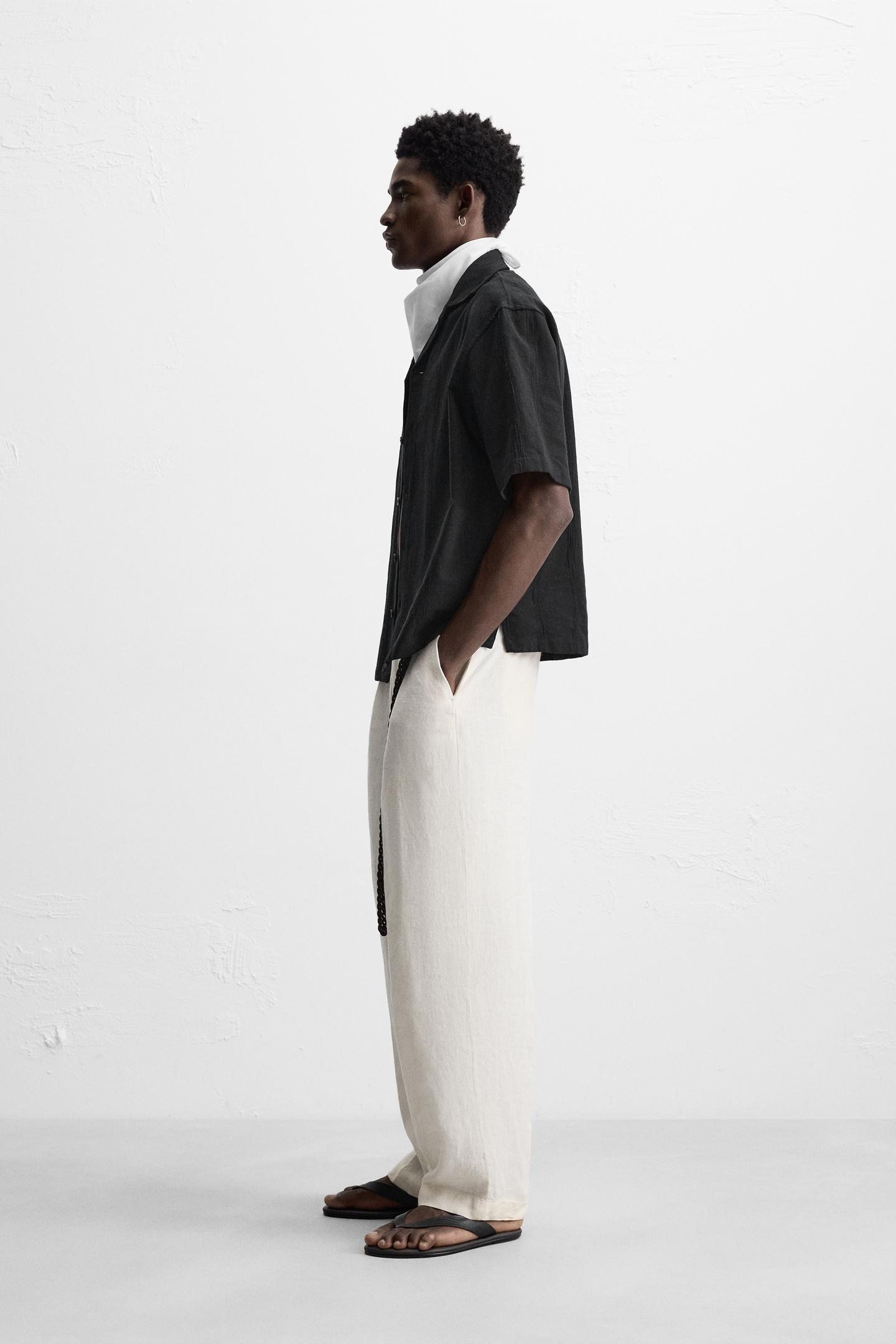 EMBROIDERED COTTON/LINEN SHIRT