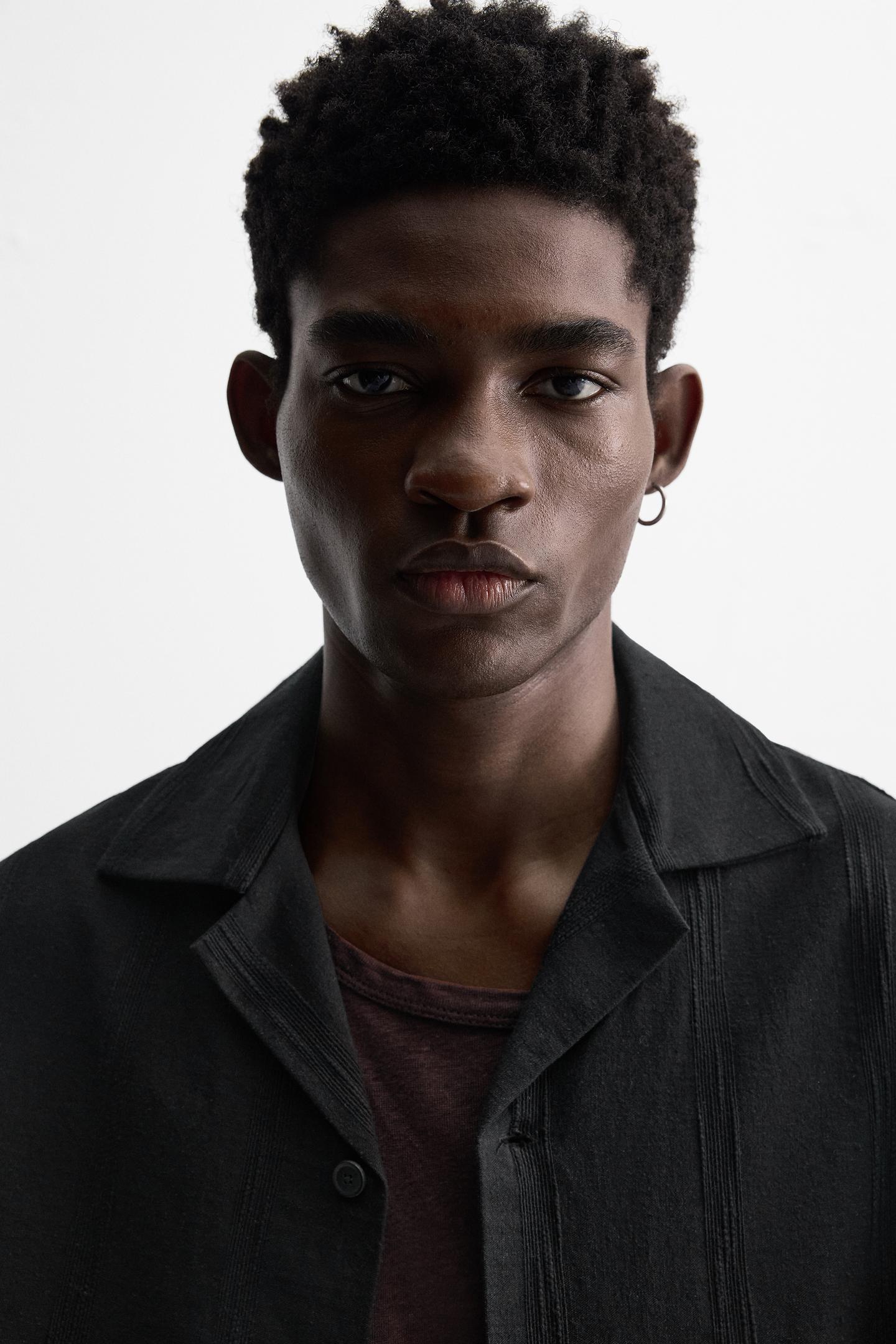 EMBROIDERED COTTON/LINEN SHIRT