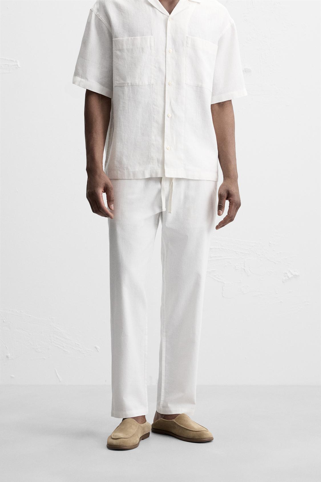 COTTON-LINEN RELAXED FIT TROUSERS