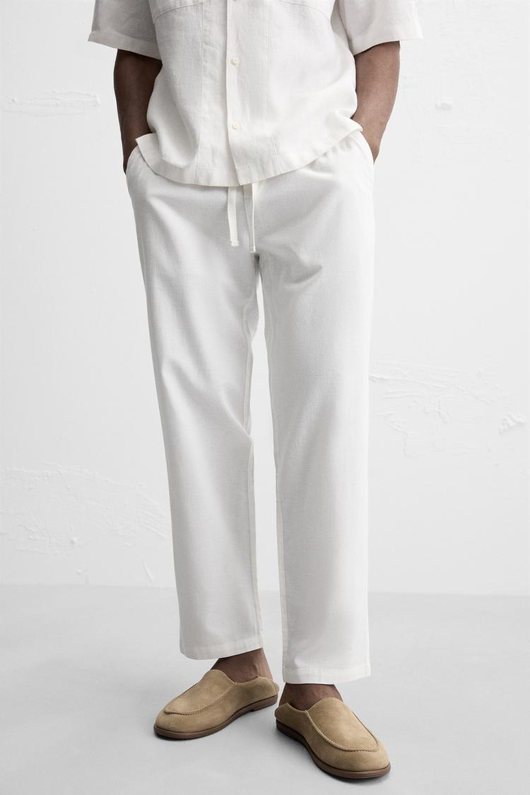 COTTON-LINEN RELAXED FIT TROUSERS