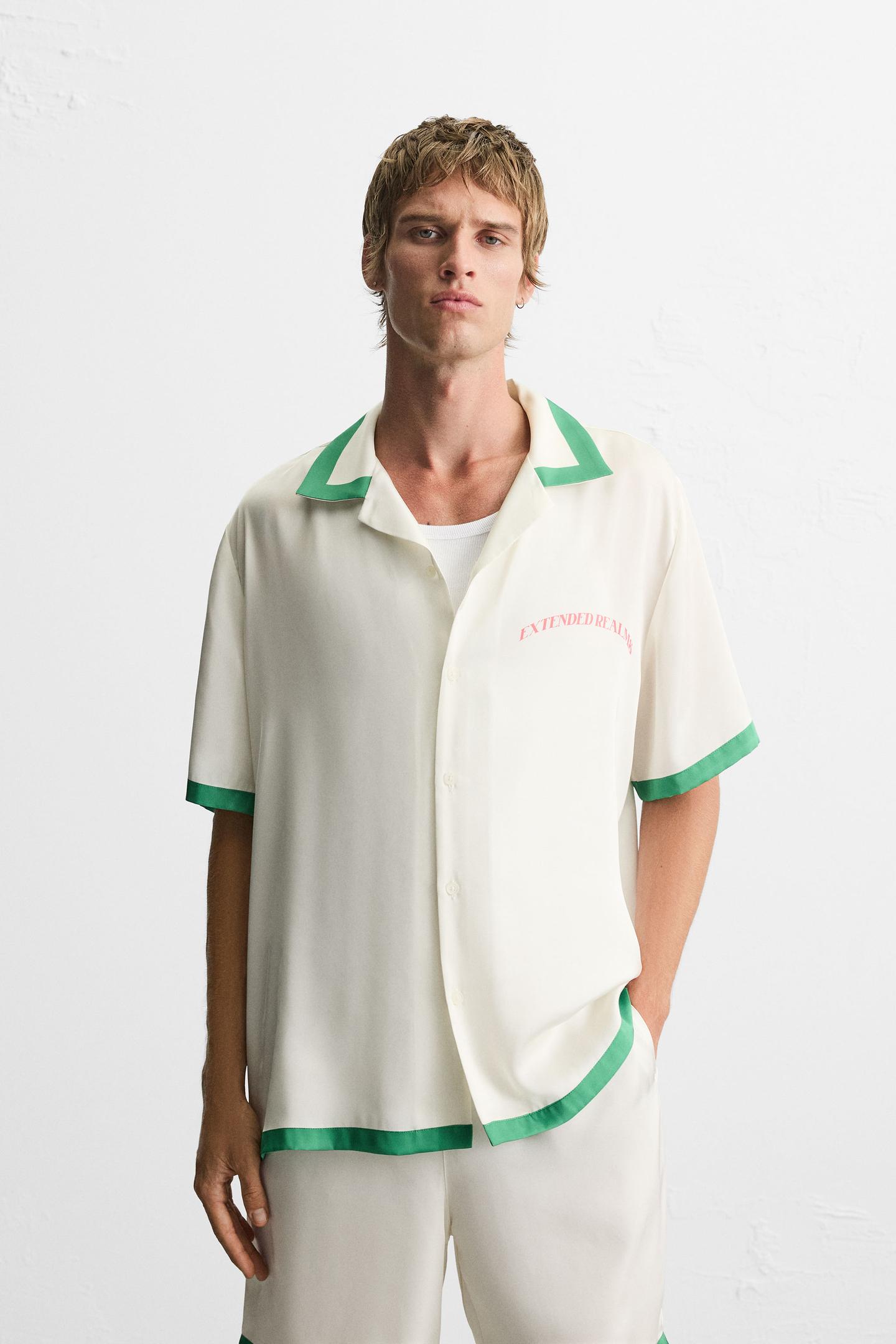 CONTRAST STRIPE SATIN SHIRT