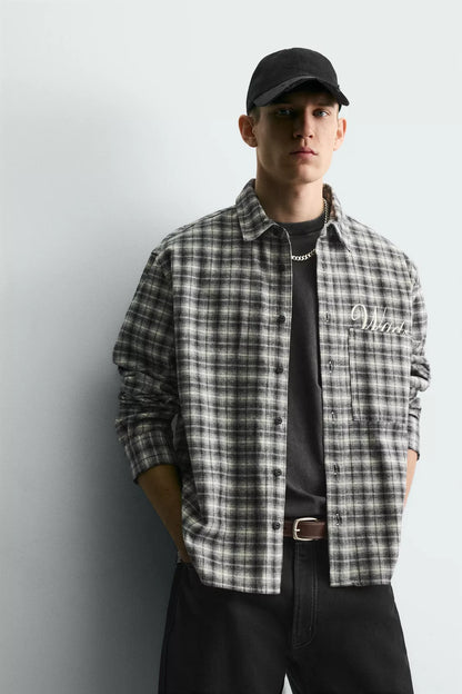 EMBROIDERED CHECK FLANNEL SHIRT