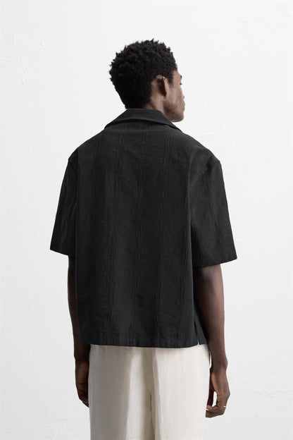 EMBROIDERED COTTON/LINEN SHIRT