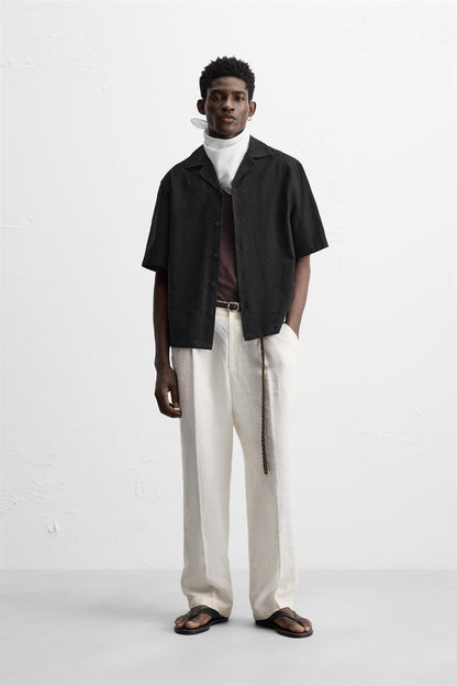 EMBROIDERED COTTON/LINEN SHIRT