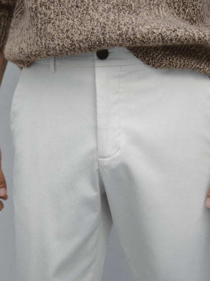 SLIM FIT TEXTURED TROUSERS