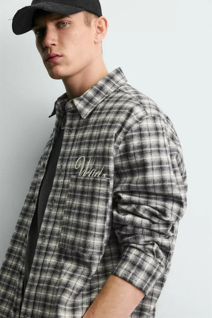 EMBROIDERED CHECK FLANNEL SHIRT