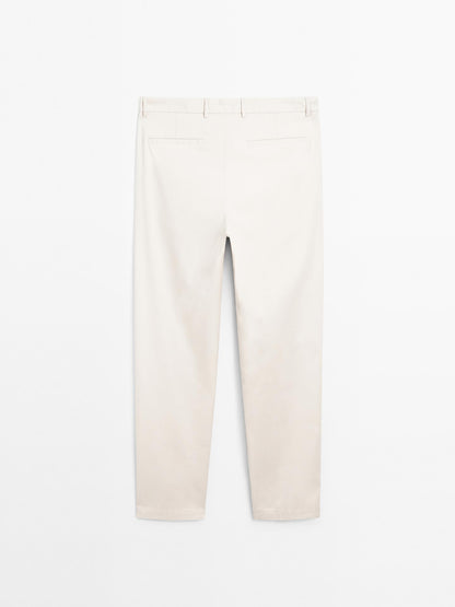 SLIM FIT TEXTURED TROUSERS