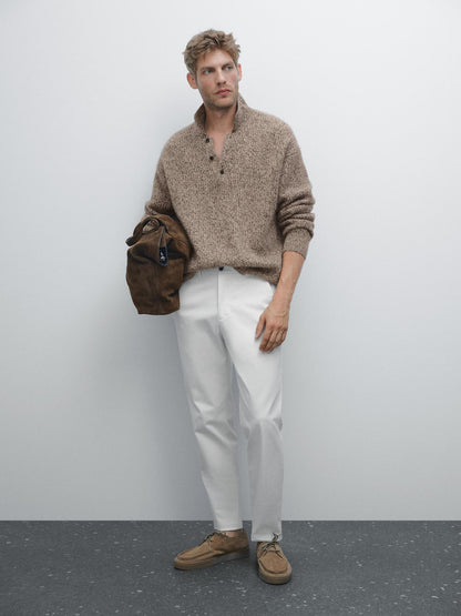 SLIM FIT TEXTURED TROUSERS