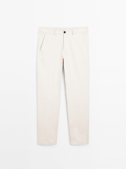 SLIM FIT TEXTURED TROUSERS