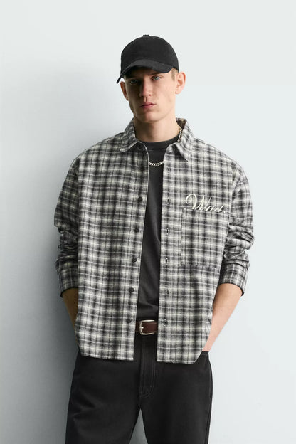 EMBROIDERED CHECK FLANNEL SHIRT